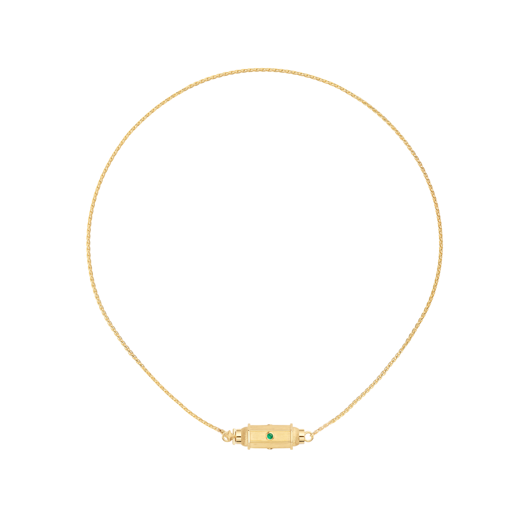 YG Emerald Micro coco loket necklace