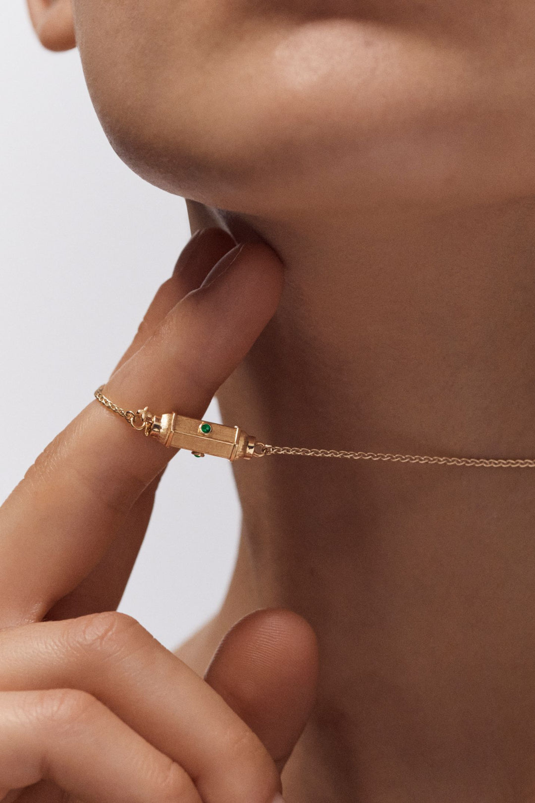 YG Emerald Micro coco loket necklace