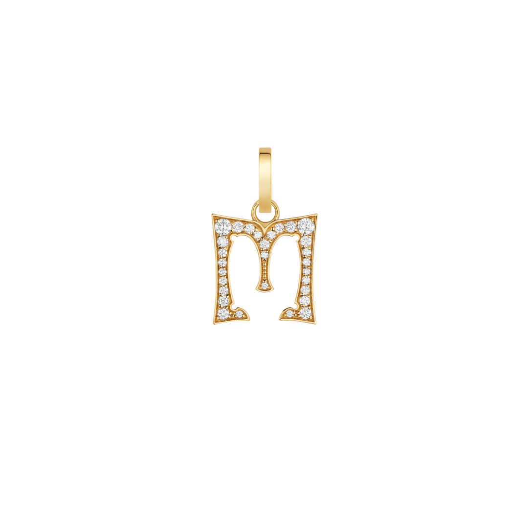 Paved letter 17.5mm pendant M