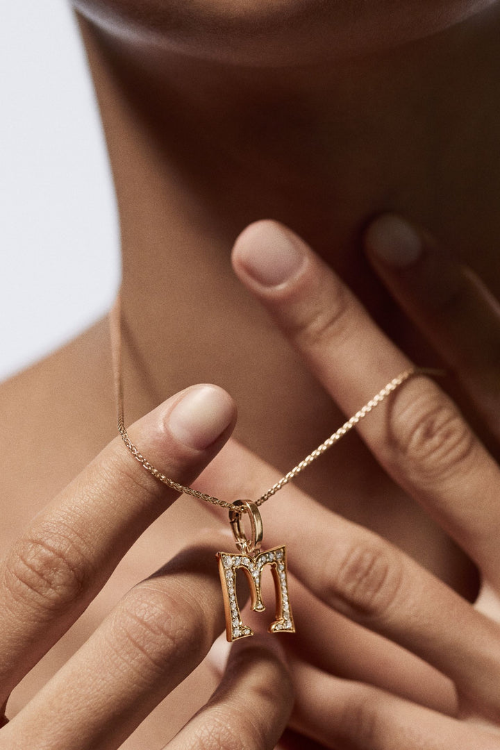 Paved letter 17.5mm pendant M
