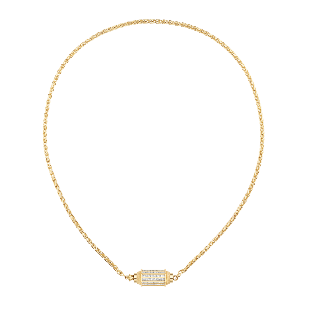 YG 37cm diamonds pave micro coco necklace