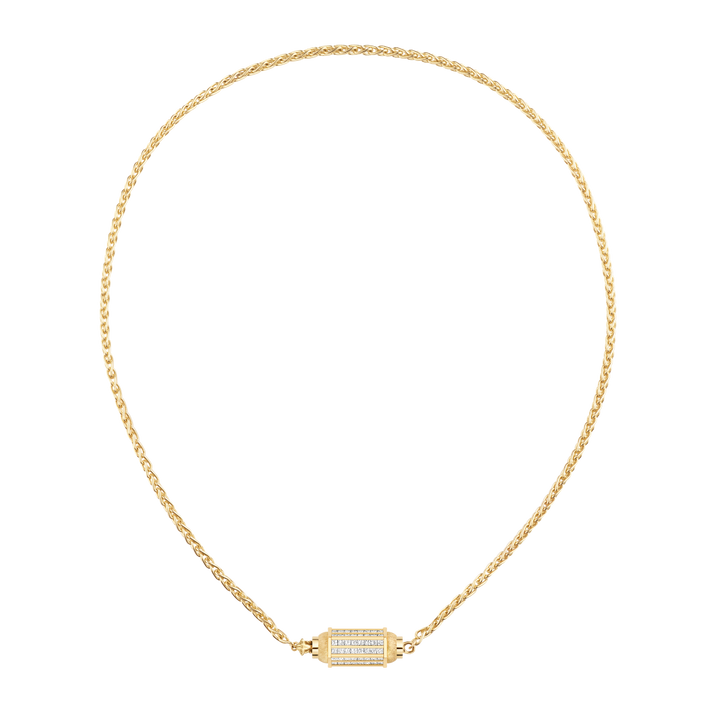 YG 37cm diamonds pave micro coco necklace