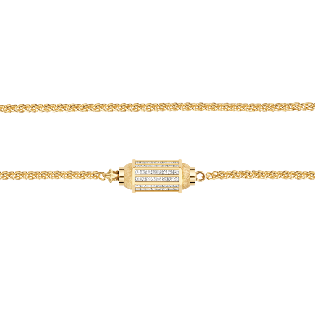YG 37cm diamonds pave micro coco necklace