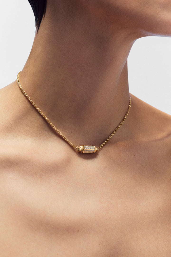 YG 37cm diamonds pave micro coco necklace