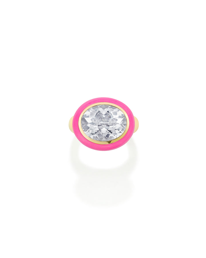Arena Ring Rock Crystal Hot Pink